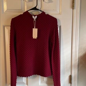 Womens Burgundy Textured Knit Top Size L. Lucy Paris Brand.